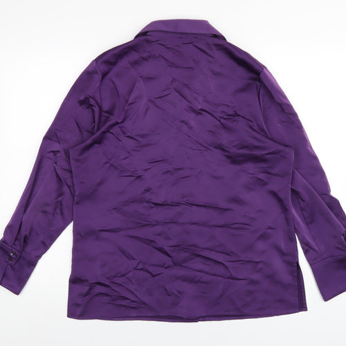 Marks and Spencer Womens Purple Polyester Basic Button-Up Size 14 Collared