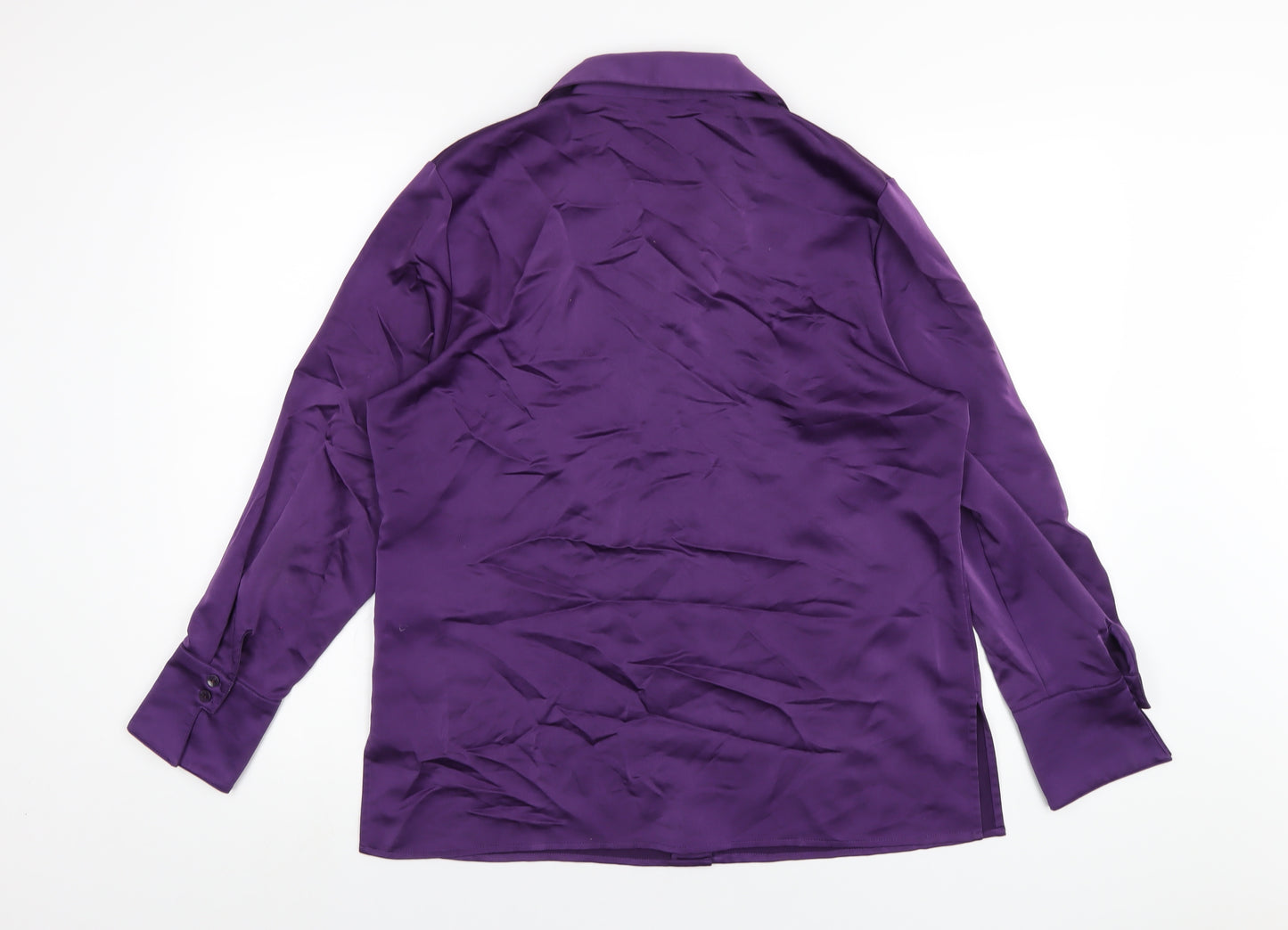 Marks and Spencer Womens Purple Polyester Basic Button-Up Size 14 Collared