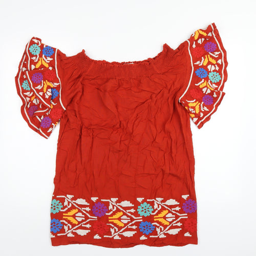 NEXT Womens Orange Viscose A-Line Size 10 Off the Shoulder Pullover
