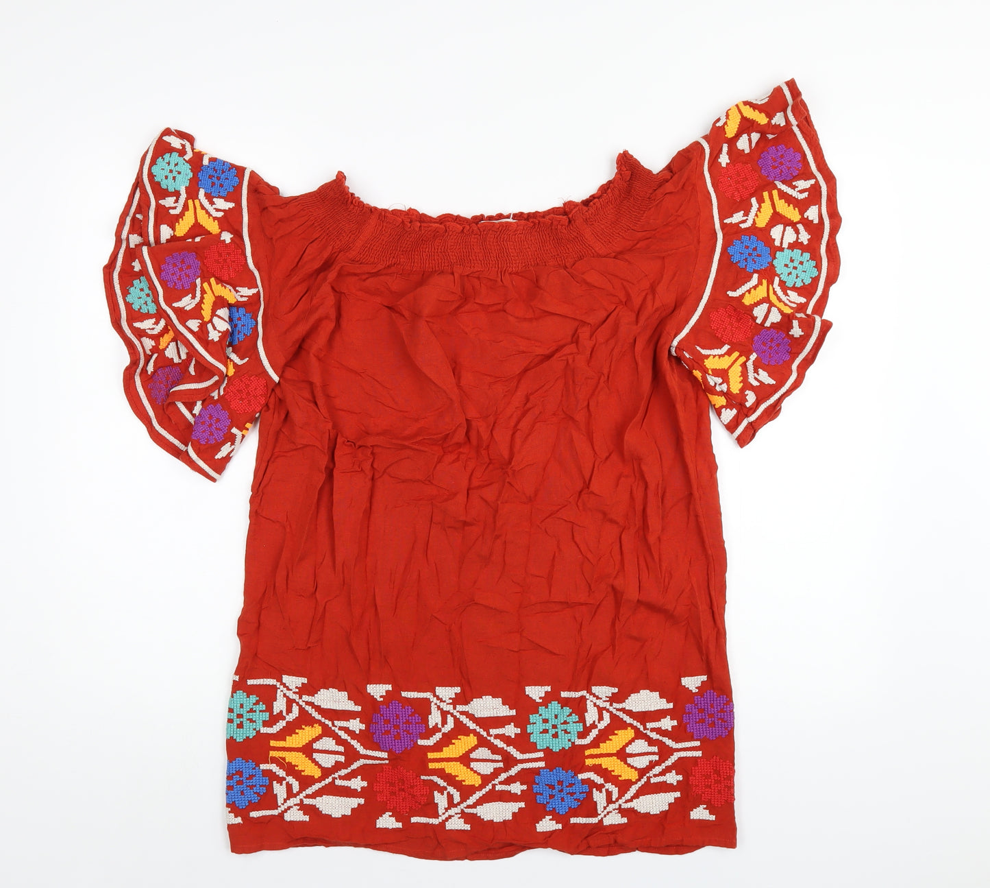 NEXT Womens Orange Viscose A-Line Size 10 Off the Shoulder Pullover