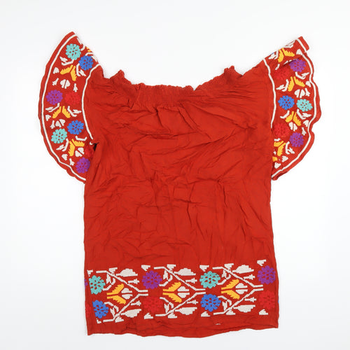 NEXT Womens Orange Viscose A-Line Size 10 Off the Shoulder Pullover