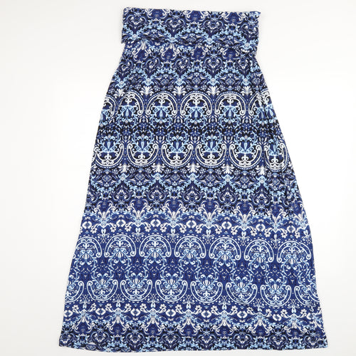 Cynthia Rowley Womens Blue Geometric Viscose Maxi Skirt Size L