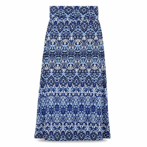 Cynthia Rowley Womens Blue Geometric Viscose Maxi Skirt Size L