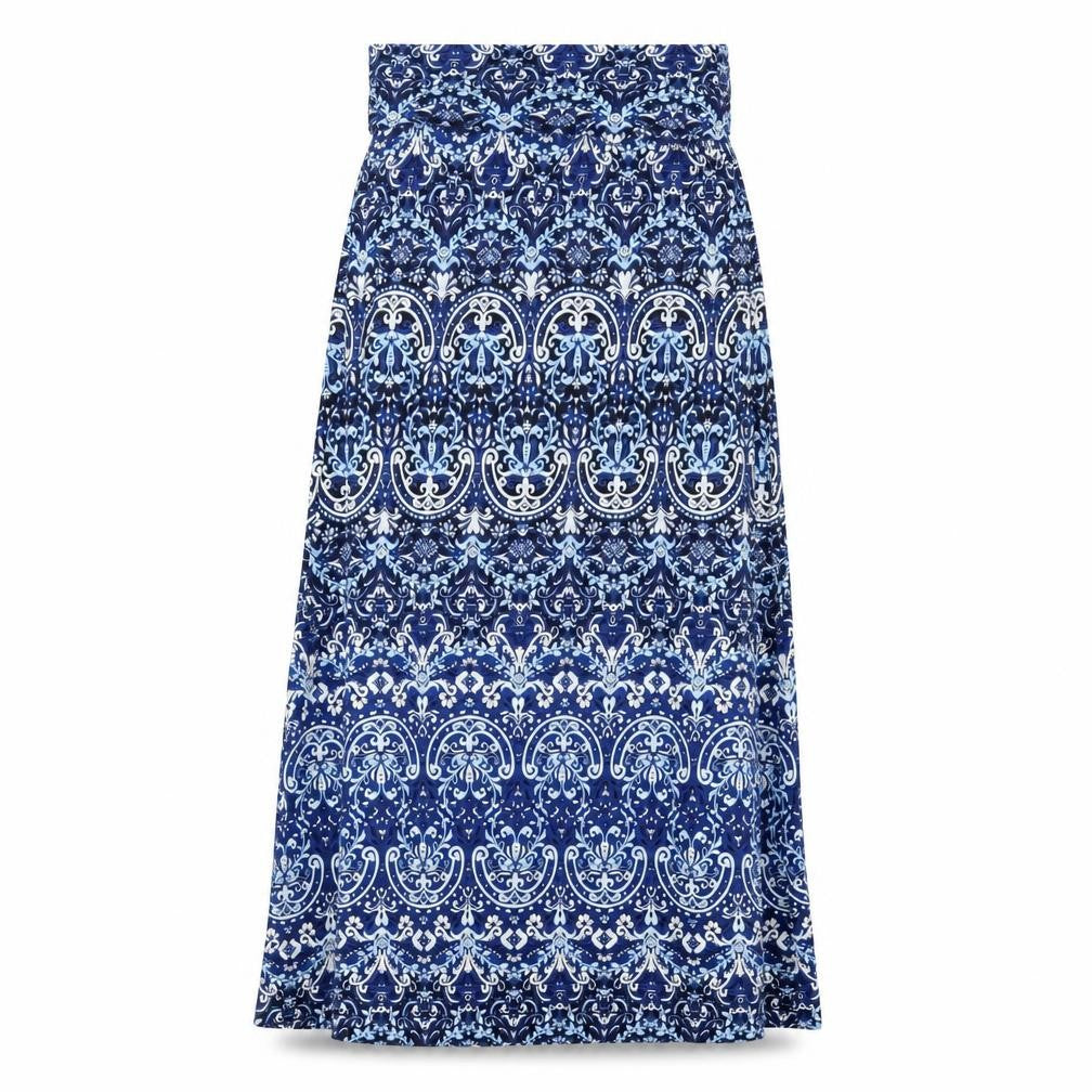 Cynthia Rowley Womens Blue Geometric Viscose Maxi Skirt Size L