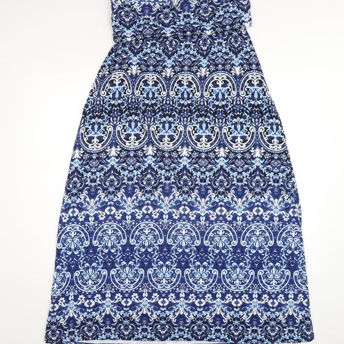 Cynthia Rowley Womens Blue Geometric Viscose Maxi Skirt Size L