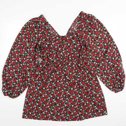 PRETTYLITTLETHING Womens Multicoloured Floral Polyester A-Line Size 12 Scoop Neck Pullover