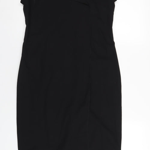 French Connection Womens Black Polyester Pencil Dress Size 10 V-Neck Pullover
