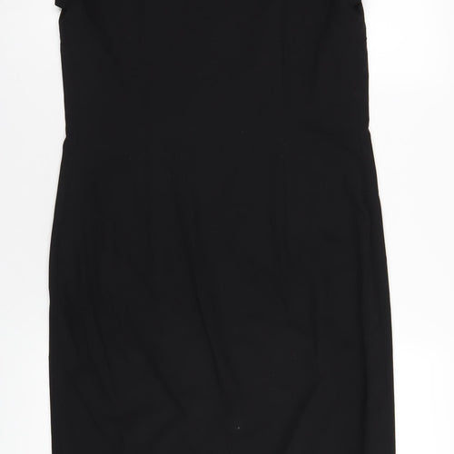 French Connection Womens Black Polyester Pencil Dress Size 10 V-Neck Pullover