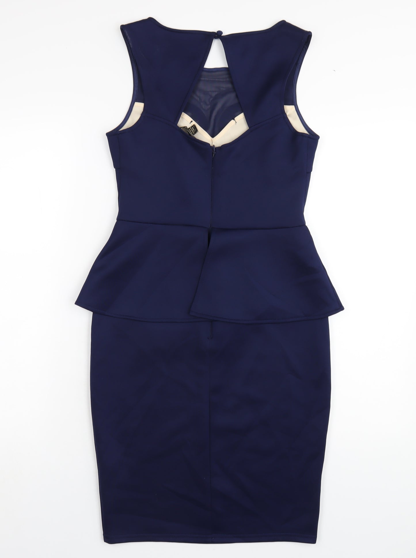 Lipsy Womens Blue Polyester Bodycon Size 10 Round Neck Zip
