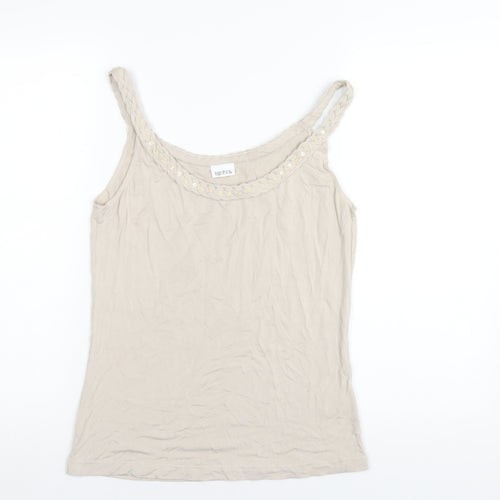 Together Womens Beige Viscose Camisole T-Shirt Size 14 Scoop Neck