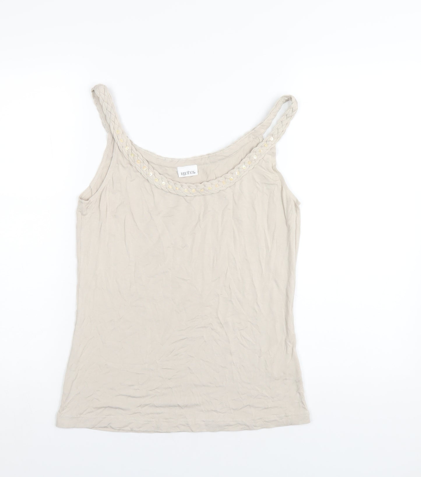Together Womens Beige Viscose Camisole T-Shirt Size 14 Scoop Neck
