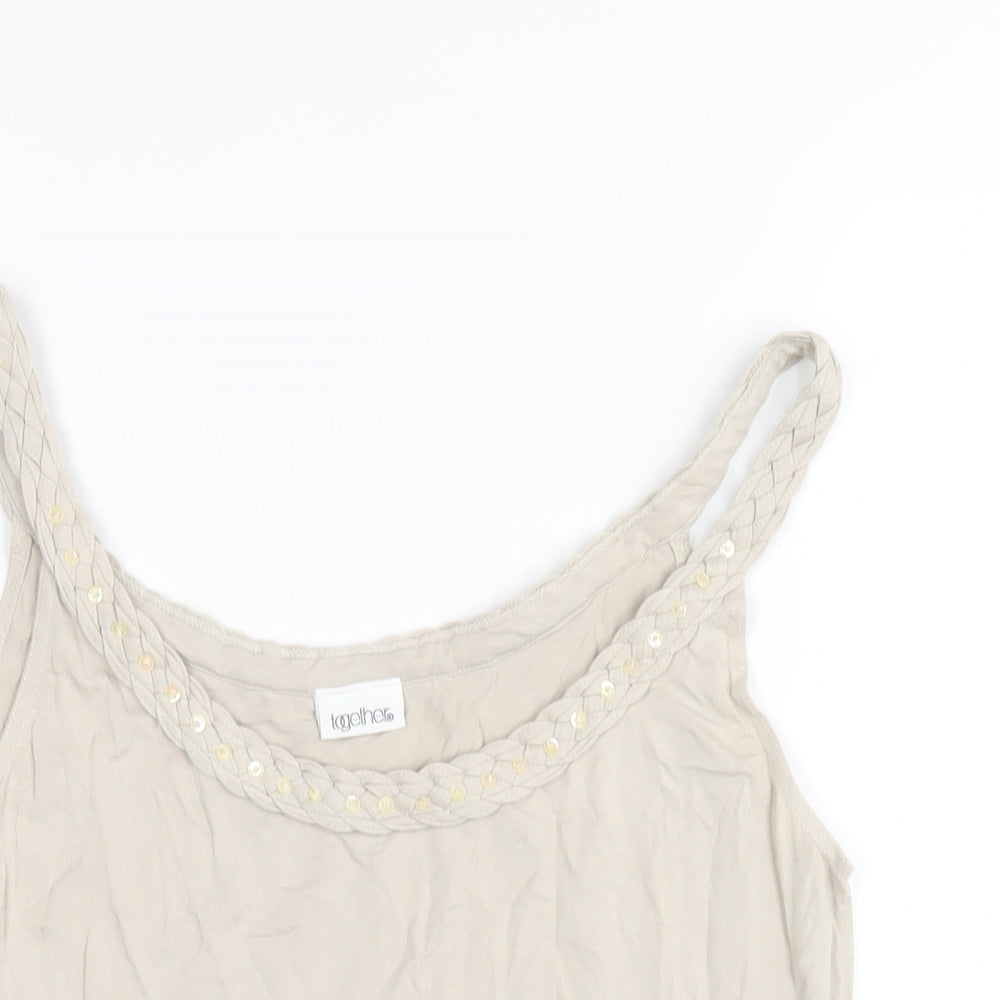 Together Womens Beige Viscose Camisole T-Shirt Size 14 Scoop Neck