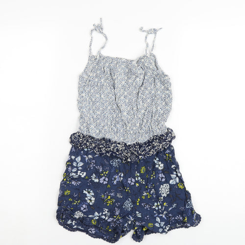 NEXT Girls Blue Geometric Vinyl Playsuit One-Piece Size 10 Years Pullover