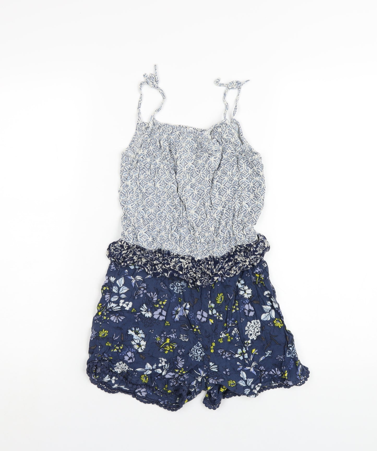 NEXT Girls Blue Geometric Vinyl Playsuit One-Piece Size 10 Years Pullover