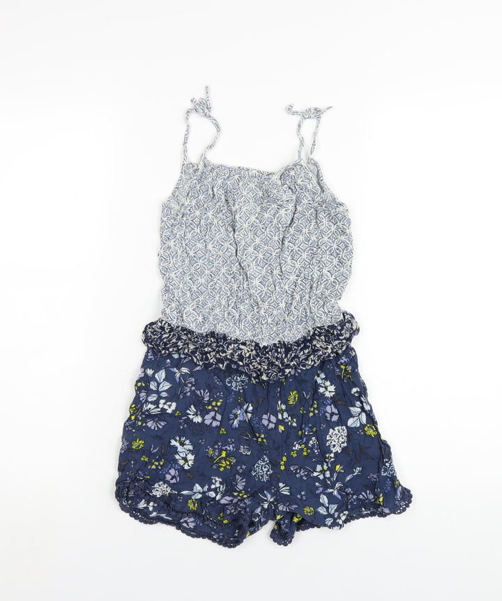 NEXT Girls Blue Geometric Vinyl Playsuit One-Piece Size 10 Years Pullover