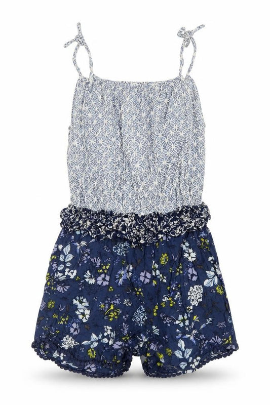 NEXT Girls Blue Geometric Vinyl Playsuit One-Piece Size 10 Years Pullover