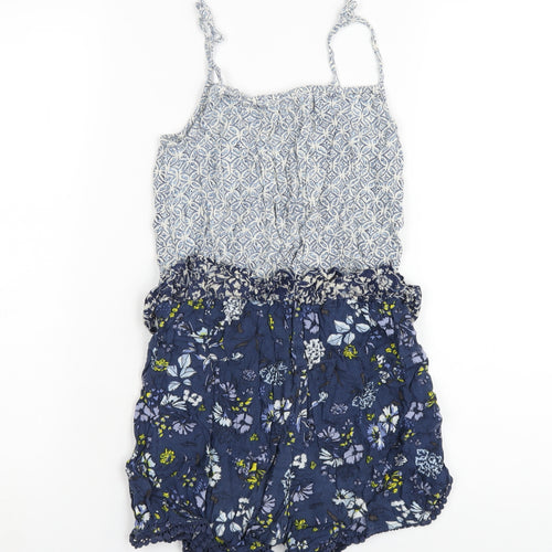 NEXT Girls Blue Geometric Vinyl Playsuit One-Piece Size 10 Years Pullover