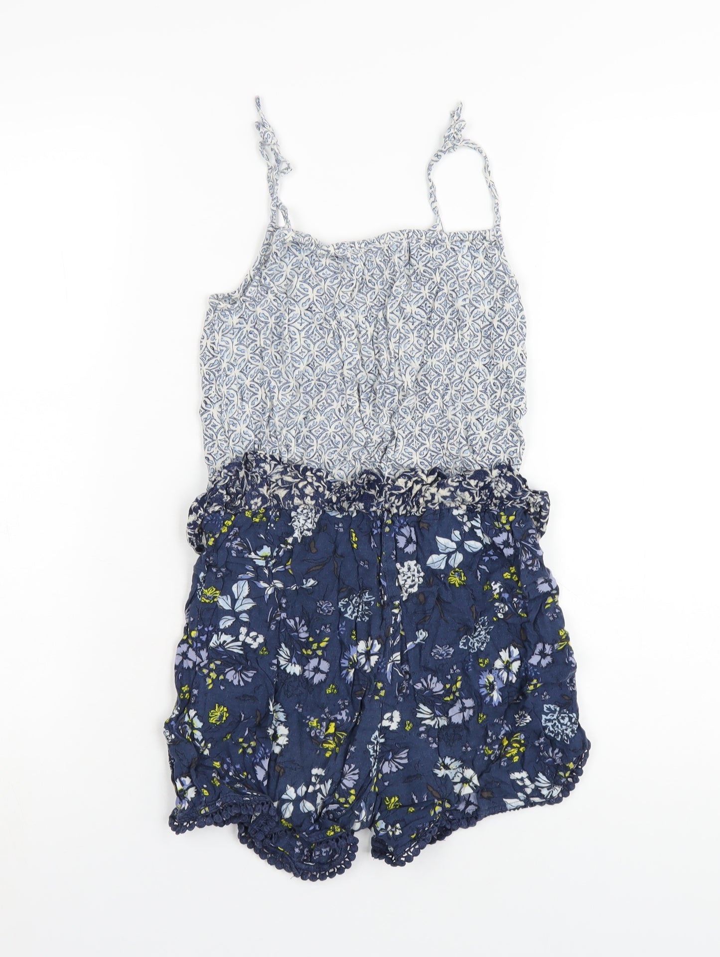 NEXT Girls Blue Geometric Vinyl Playsuit One-Piece Size 10 Years Pullover