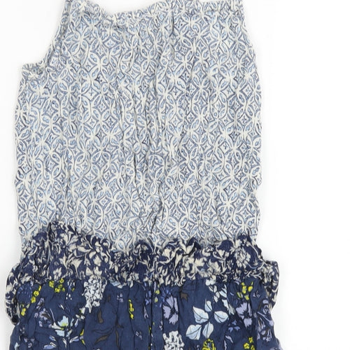 NEXT Girls Blue Geometric Vinyl Playsuit One-Piece Size 10 Years Pullover