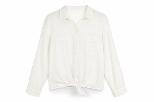 Front view of New Look women’s white polyester basic button-up, size UK 14, collared