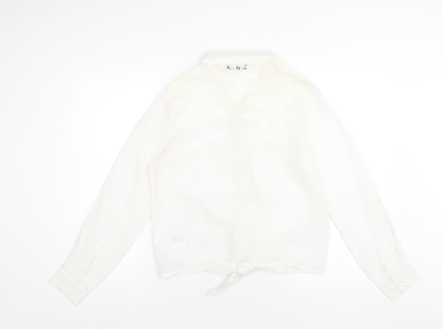 New Look Womens White Polyester Basic Button-Up Size 14 Collared