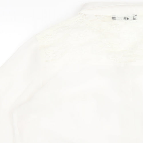 New Look Womens White Polyester Basic Button-Up Size 14 Collared