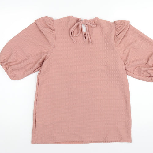 New Look Womens Pink Polyester Basic T-Shirt Size 10 Round Neck