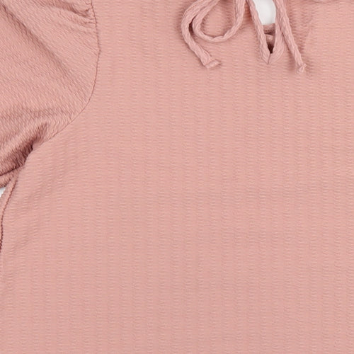 New Look Womens Pink Polyester Basic T-Shirt Size 10 Round Neck