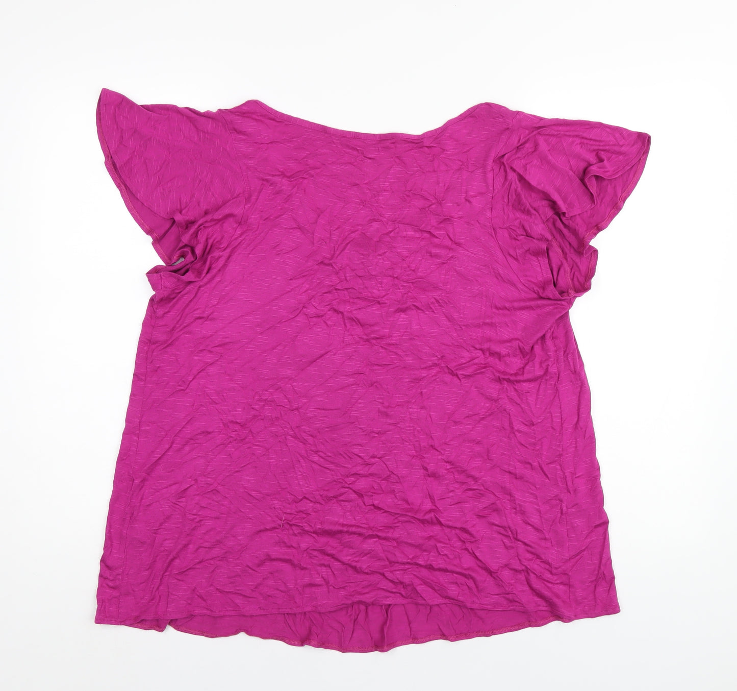 Marks and Spencer Womens Pink Viscose Basic T-Shirt Size 18 Round Neck
