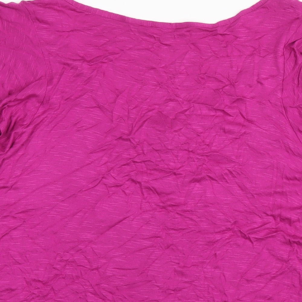 Marks and Spencer Womens Pink Viscose Basic T-Shirt Size 18 Round Neck
