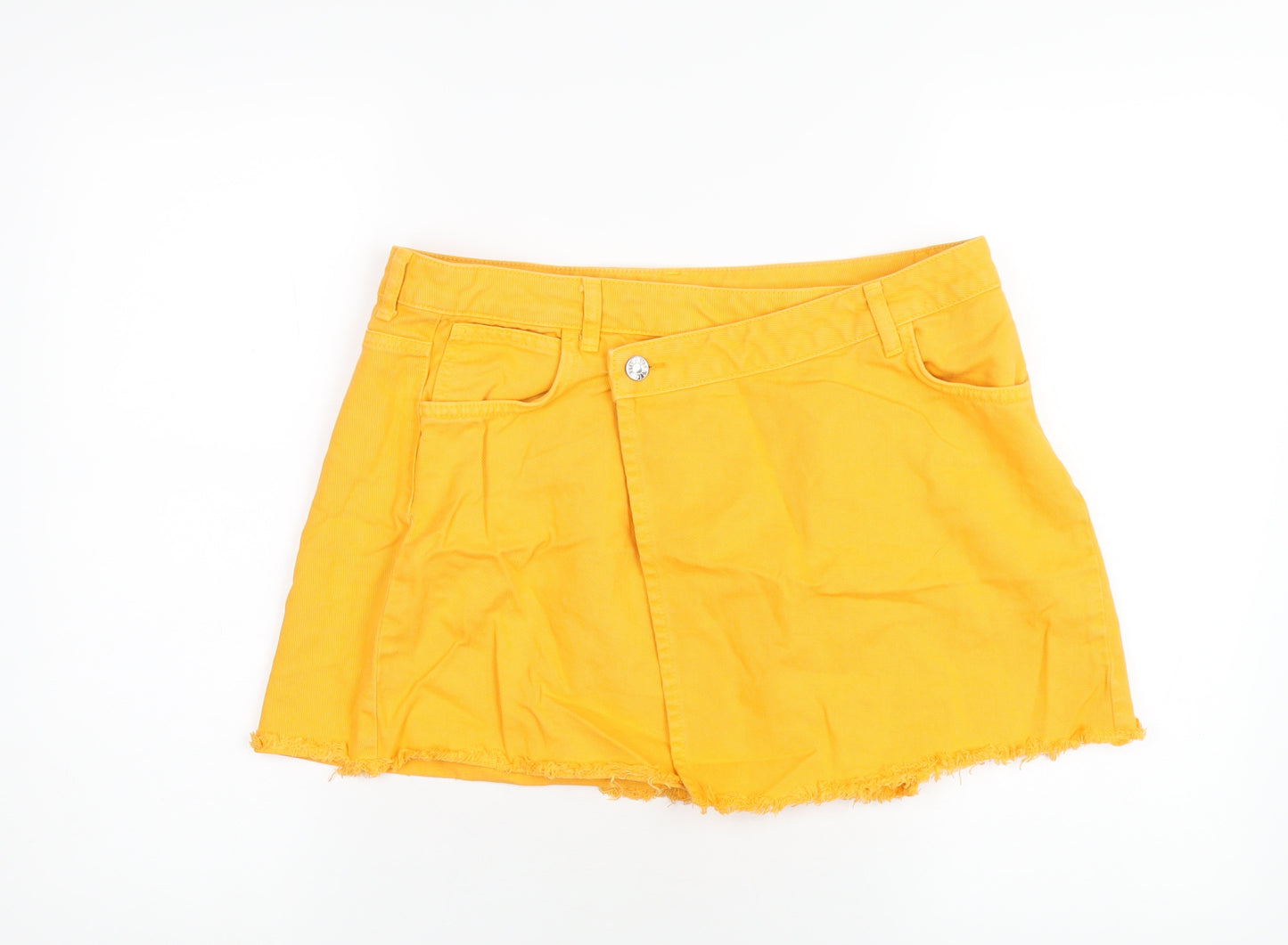 AsYou Womens Orange Cotton A-Line Skirt Size 14 Button