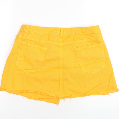 AsYou Womens Orange Cotton A-Line Skirt Size 14 Button