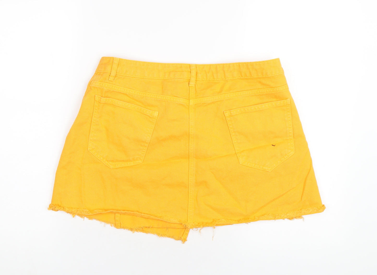 AsYou Womens Orange Cotton A-Line Skirt Size 14 Button
