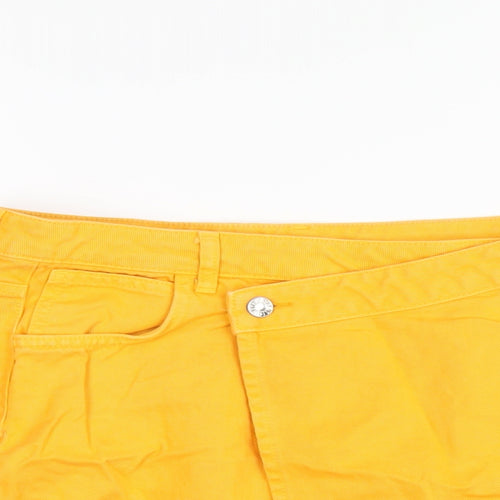 AsYou Womens Orange Cotton A-Line Skirt Size 14 Button