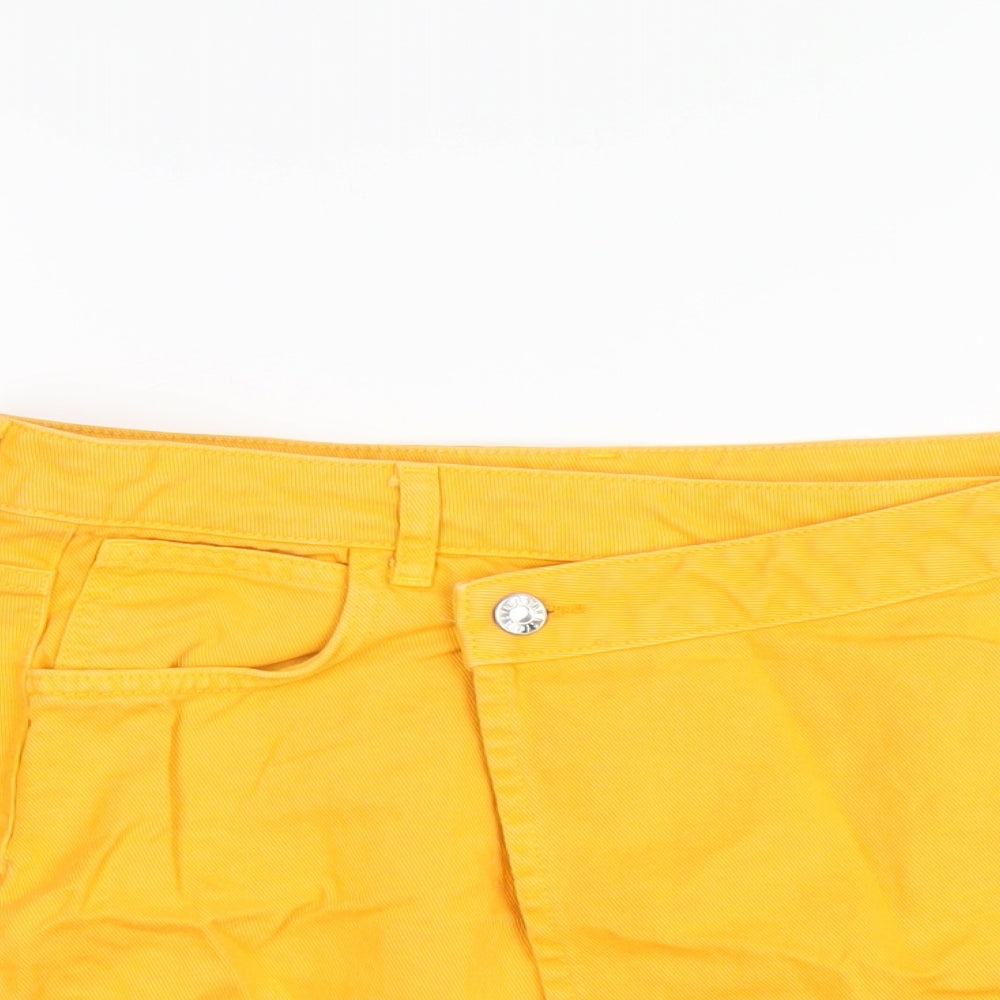 AsYou Womens Orange Cotton A-Line Skirt Size 14 Button