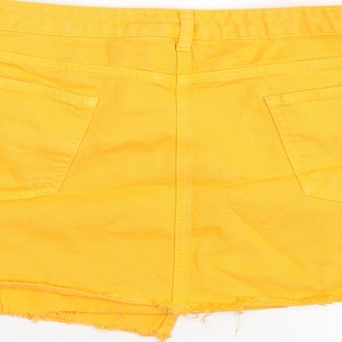 AsYou Womens Orange Cotton A-Line Skirt Size 14 Button