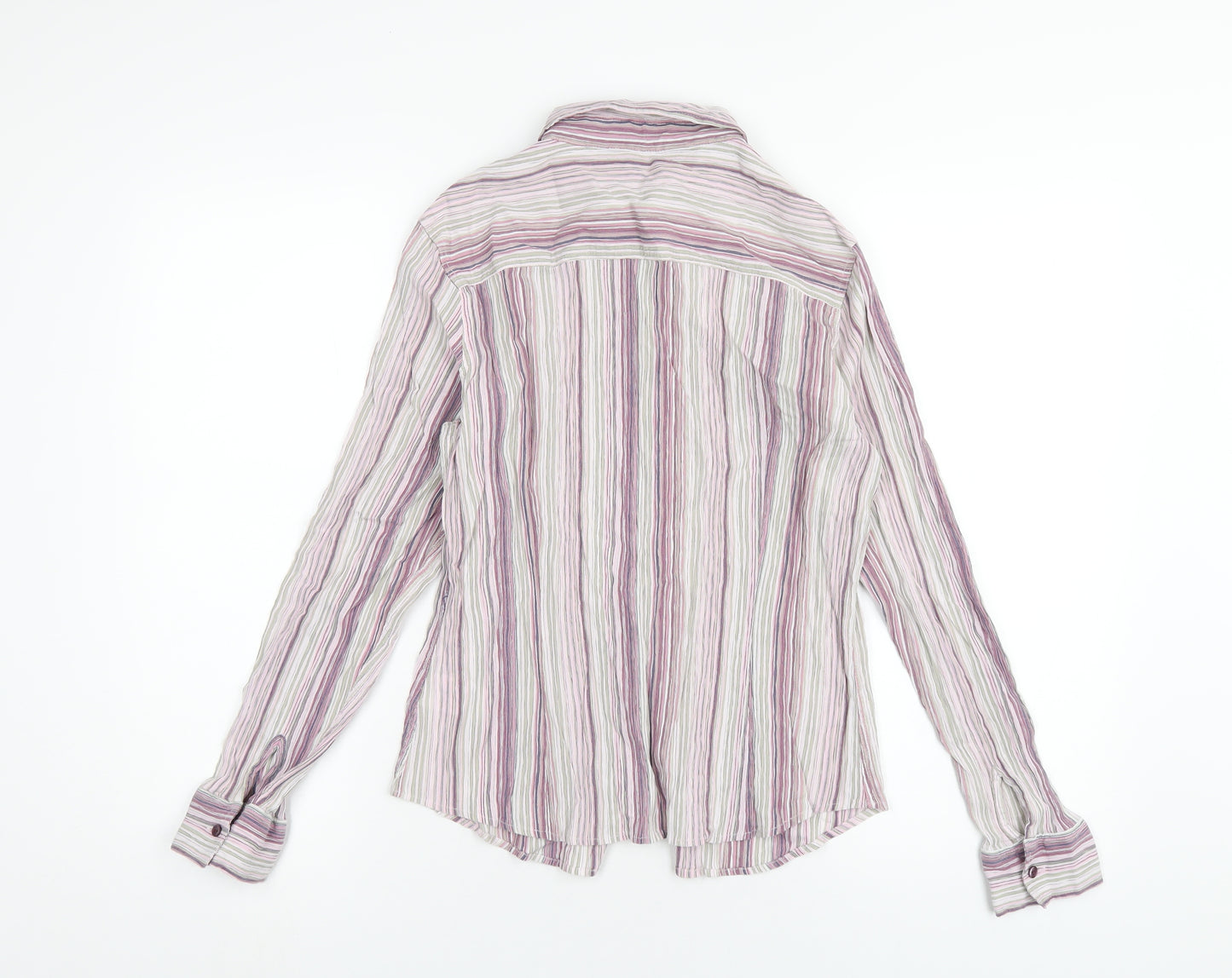 NEXT Womens Pink Striped Cotton Basic Button-Up Size 14 Collared