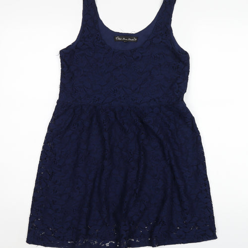 Mela Loves London Womens Blue Polyester A-Line Size 10 Scoop Neck Pullover