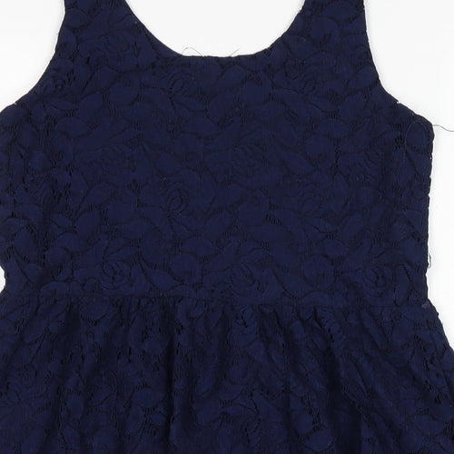 Mela Loves London Womens Blue Polyester A-Line Size 10 Scoop Neck Pullover
