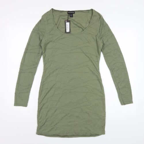 PRETTYLITTLETHING Womens Green Polyester Bodycon Size 12 Scoop Neck Pullover