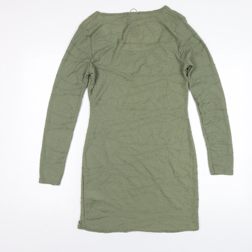 PRETTYLITTLETHING Womens Green Polyester Bodycon Size 12 Scoop Neck Pullover