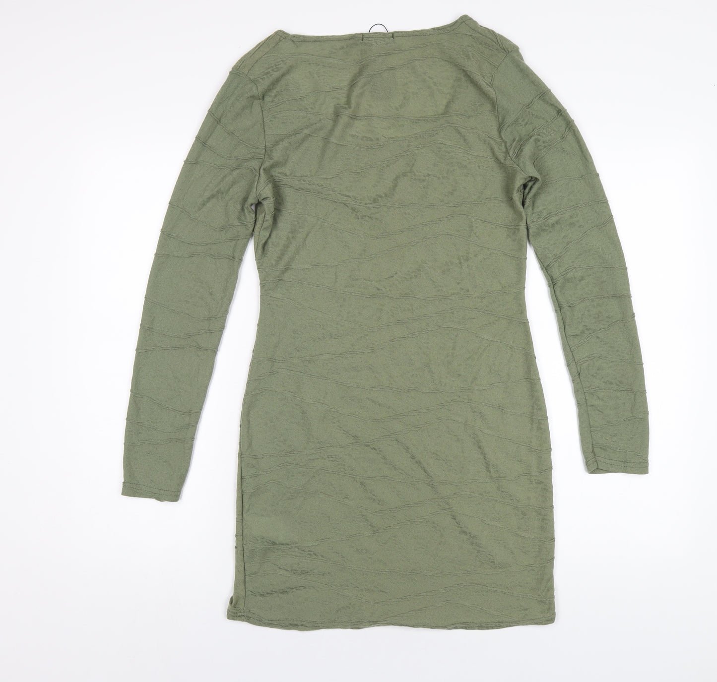PRETTYLITTLETHING Womens Green Polyester Bodycon Size 12 Scoop Neck Pullover