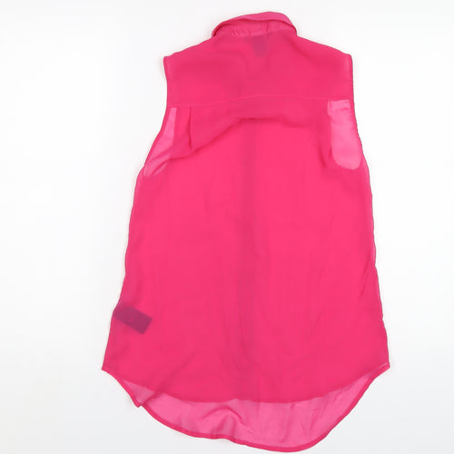 H&M Womens Pink Polyester Basic Blouse Size 4 Collared