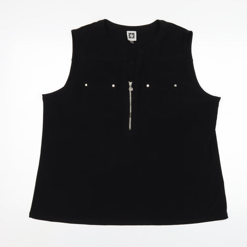 Anne Klein Womens Black Polyethylene Basic Tank Size XL V-Neck