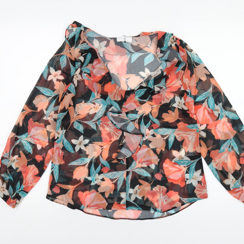 Wallis Womens Multicoloured Geometric Polyester Basic Blouse Size 8 V-Neck