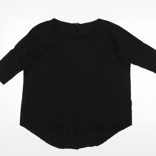 Topshop Womens Black Viscose Basic T-Shirt Size 10 Round Neck
