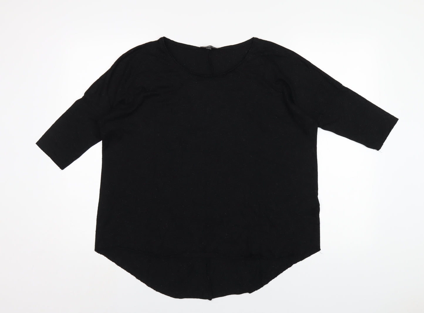 Topshop Womens Black Viscose Basic T-Shirt Size 10 Round Neck