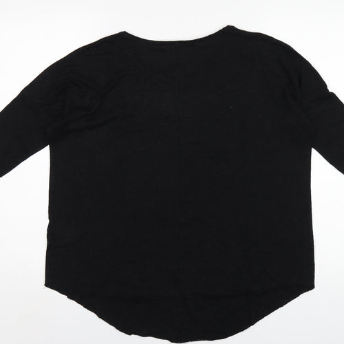 Topshop Womens Black Viscose Basic T-Shirt Size 10 Round Neck