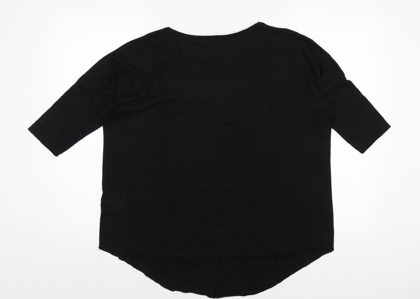 Topshop Womens Black Viscose Basic T-Shirt Size 10 Round Neck