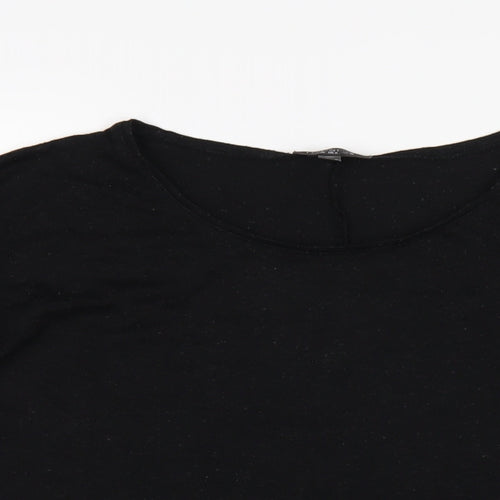 Topshop Womens Black Viscose Basic T-Shirt Size 10 Round Neck